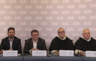 A press conference launching a report by a commision of experts on the activities of Polish Dominican priest Paweł M., Sept. 15, 2021. Screenshot from the Katolicka Agencja Informacyjna YouTube channel.